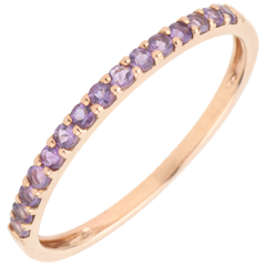 Anello Uccello del Paradiso - una fila - Oro rosa - 9 carati - Ametista