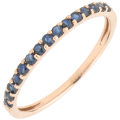 Anello Uccello del Paradiso - una fila - Oro rosa - 9 carati - Zaffiro blu