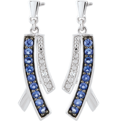 Orecchini Blina - Oro bianco - 9 carati - 18 Zaffiri - 2 Diamanti - 0.32 carati