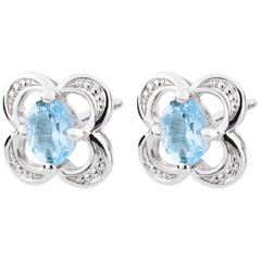 Orecchini Mini Flora - Oro bianco - 9 carati - 2 Topazi - 0.42 carati