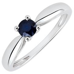 Anello di Fidanzamento Solitario Ramoscello - Zaffiro 0.35 carati - 18 carati Oro bianco.