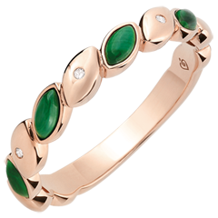 Fede nuziale Beatitudine - Malachiti e diamanti - Oro rosa 18 carati