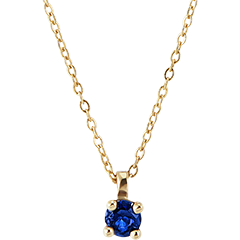 Collana Uccello del Paradiso - Solitario zaffiro - oro giallo 9 carati