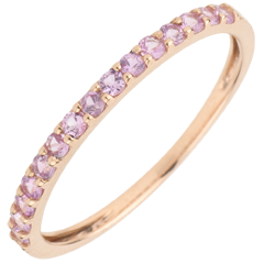 Anello Uccello del Paradiso - una fila - Oro rosa - 9 carati - Zaffiro rosa