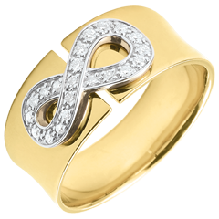 Ring Unendlichkeit - Gelbgold und Diamanten - 9 Karat