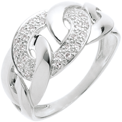 Ring Kettenglieder in Weissgold - 24 Diamanten