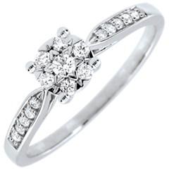 Zarter Ring in Weißgold Diamantsphäre - umrandet - 0.12 Carat