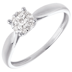 Zarter Ring in Weißgold Diamantsphäre - 7 Diamanten