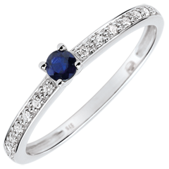 Solitär Verlobungsring Polarlicht - 0.12 Karat Saphir und Diamanten - 18 Karat Weißgold