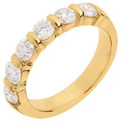 Trauring semi pavé in Gelbgold - Krappenfassung - 1.2 Karat - 6 Diamanten