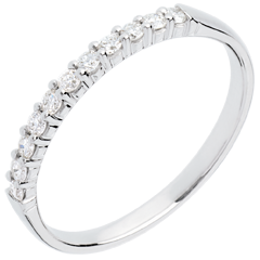 Trauring semi pavé in Weissgold - Krappenfassung - 11 Diamanten