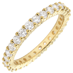 Trauring Gelbgold Pavé - Krappenfassung - 1.11 Karat - Komplette Umdrehung