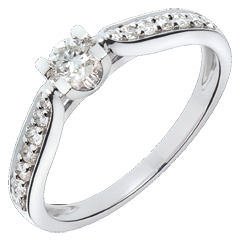 Solitärring Comtesse - Weissgold mit 15 Diamanten - 0.41 Karat