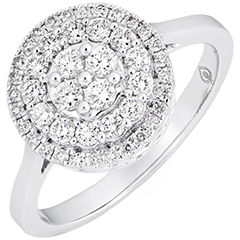 Verlovingsring Leven - Dubbele halo - witgoud 18 karaat en diamanten