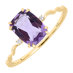 Vespera Ring – 9 karaat geelgoud, amethist en synthetische diamanten