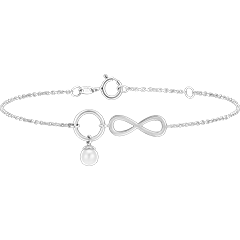 Armband Fülle - Unendlichkeit - 9 Karat Weißgold und Perle