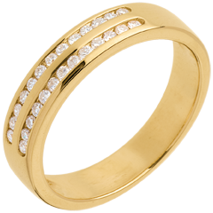 Wedding ring gold semi-paved double channel setting - 0.21 carat - 26 diamonds