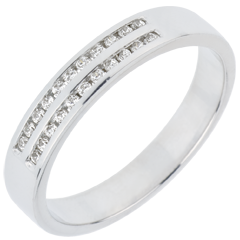 Wedding Ring - White gold half-paved - channel setting 2 rows