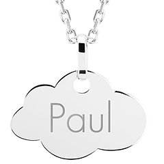 Wolk medaillon gegraveerd - 9K witgoud - Lovely Yours Collectie - Edenly Yours