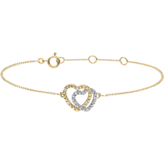 Yellow Gold Diamond Bracelet - Consensual Hearts - 9 carats