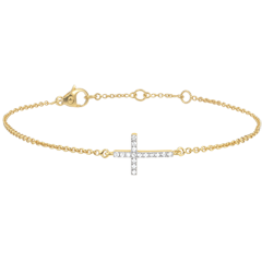 Yellow Gold Diamond Cross Bracelet - 18 carats