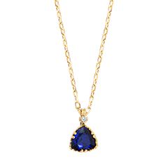 Zéphyria Halsketting – 9 karaat geelgoud, synthetische saffier en diamant
