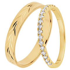 Zestaw obrączek Rameaux & Bettina – złoto żółte & diamenty – 18 karatów