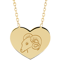Collana medaglietta cuore incisa - Aries - oro giallo 9 carati - Collezione Zodiac Yours - Edenly Yours