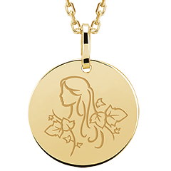 Medaglietta rotonda incisa - Virgo - oro giallo 9 carati - Collezione Zodiac Yours - Edenly Yours