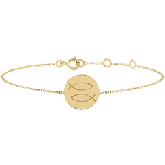 Braccialetto medaglietta rotonda incisa - Pisces - oro giallo 9 carati – Collezione Zodiac Yours - Edenly Yours