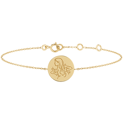 Brazalete con medalla grabada redonda - Virgo - Oro amarillo de 9 quilates - Colección Zodiac Yours - Edenly Yours
