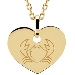 Médaille coeur gravée - Cancer - or blanc 9 carats - Collection Zodiac Yours - Edenly Yours