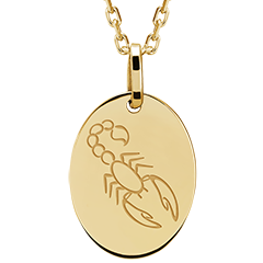 Oval medal engraved - Scorpio - 9K yellow gold - Zodiac Yours Collection - Edenly Yours