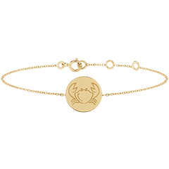 Bracelet médaille ronde gravée - Cancer - or jaune 9 carats - Collection Zodiac Yours - Edenly Yours