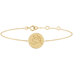 Brazalete con medalla grabada redonda - Taurus - Oro amarillo de 9 quilates - Colección Zodiac Yours - Edenly Yours