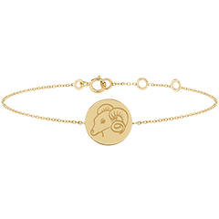Round engraved medal bracelet - Aries - 9K yellow gold - Zodiac Yours Collection - Edenly Yours