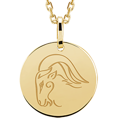 Medalion rotund gravat - Capricorn - aur galben de 9 carate - Colecția Zodiac Yours - Edenly Yours