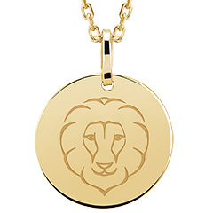 Grawerowany medalik okrągły - Leo - 9 karatowe żółte złoto - Kolekcja Zodiac Yours - Edenly Yours