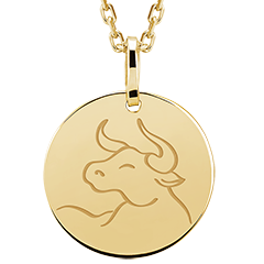 Grawerowany medalik okrągły - Taurus - 9 karatowe żółte złoto - Kolekcja Zodiac Yours - Edenly Yours