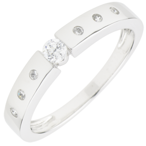 Anello Solitario Désirée - Oro bianco - 18 carati - 7 Diamanti - 0.17 carati