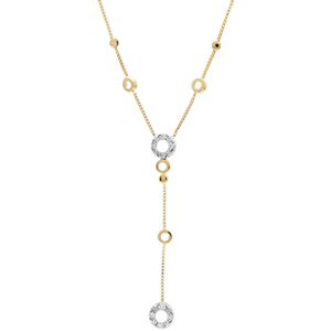 Collana Graziella - Oro bianco e Oro giallo - 9 carati - 8 Diamanti