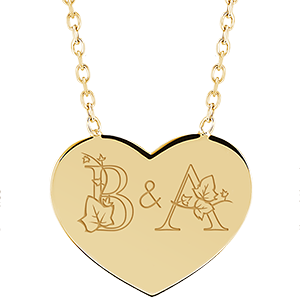 Collar con medalla grabada en forma de corazón - Oro amarillo de 9 quilates - Colección ABC Yours - Edenly Yours