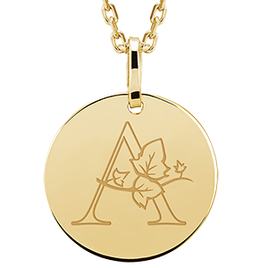 Round medal engraved - 9K yellow gold - ABC Yours Collection - Edenly Yours