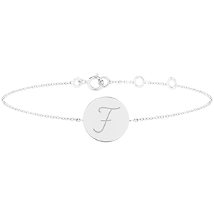 Round engraved medal bracelet - 9K white gold - ABC Yours Collection - Edenly Yours