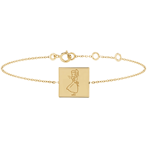 Bracelet médaille carrée gravée - or jaune 9 carats - Collection Baby Yours - Edenly Yours