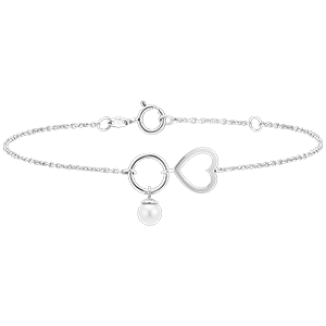 Bracelet Abondance - Coeur - or blanc 9 carats et perle
