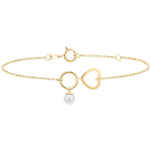 Bracelet Abondance - Coeur - or jaune 18 carats et perle