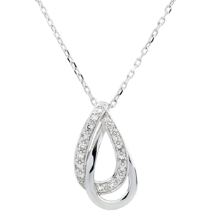 Collier or blanc 9 carats Glamour - 17 diamants