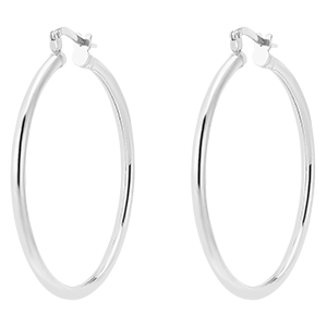 Créoles moyennes - diamètre 30mm - or blanc 18 carats