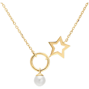 Collier Abondance - Etoile - or jaune 9 carats et perle